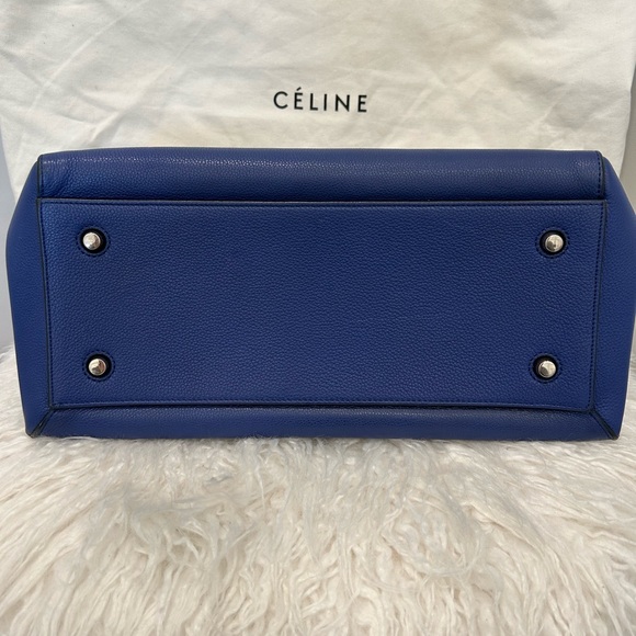 CELINE EDGE MEDIUM TOP HANDLE BAG - PRISTINE CONDITION - BLUE LEATHER - Picture 5 of 11